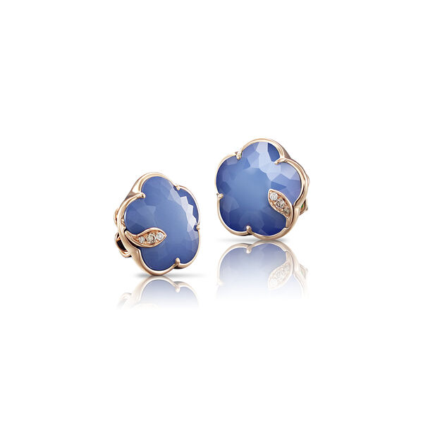 Petit Joli Rose Gold, Blue Moon and Diamond Stud Earrings